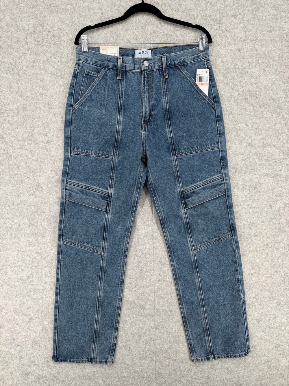 NWT AGOLDE Cooper Cargo Pocket Blue Jeans Size Women's 28